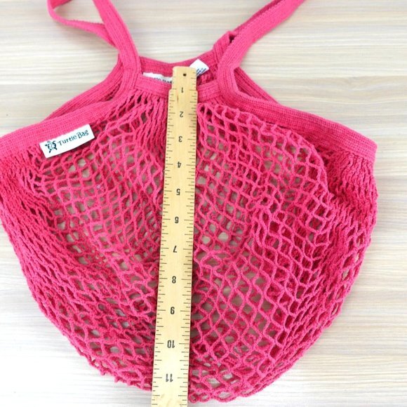 TURTLE‎ BAG Women Shoulder Fishnet Tote Organic Cotton Mesh Pink String Shopper - Picture 6 of 13